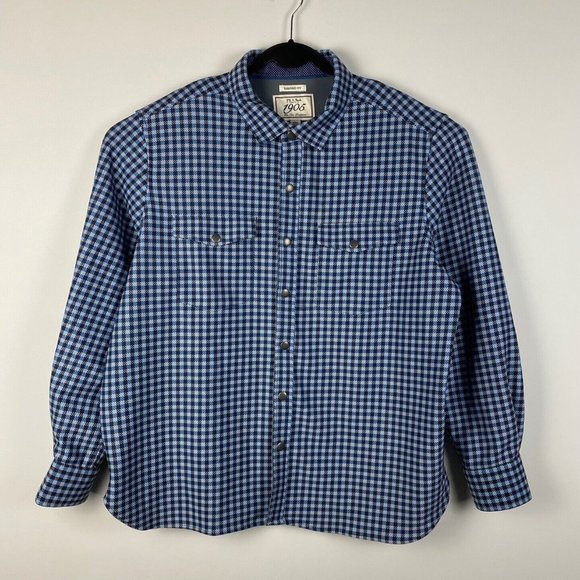 JOS. A BANK Tailored Fit Blue Plaid Shirt Jacket Snap Front Size 2XL - Picture 1 of 8